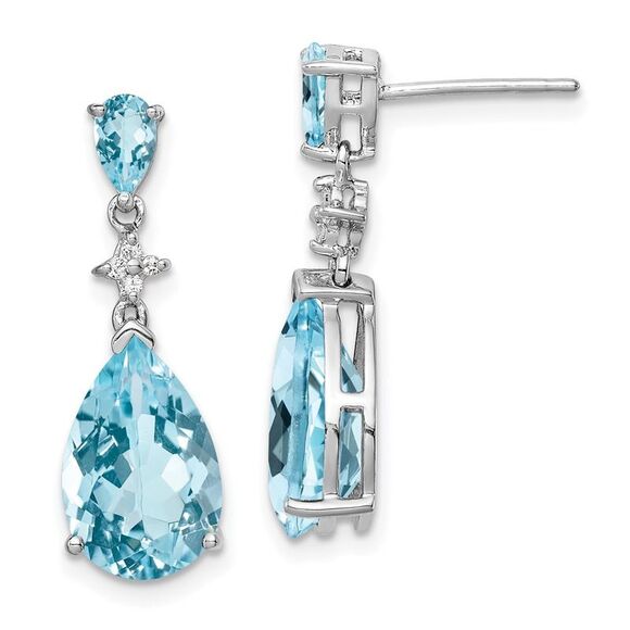 Kazi Luxury Sterling Silver Rhodium Plated Blue and White Topaz Earrings